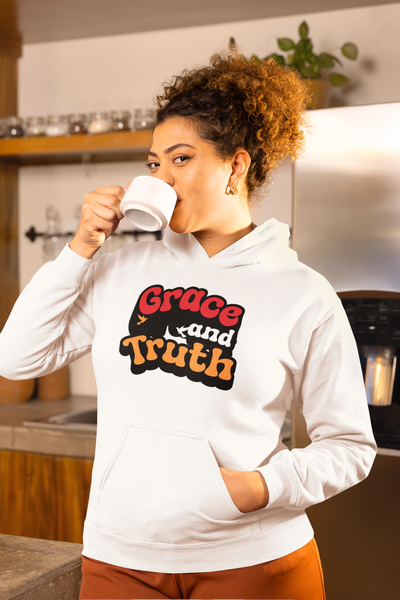 Grace and Truth Retro Unisex Hoodie – Bold Faith-Inspired Design for Everyday Comfort - 0