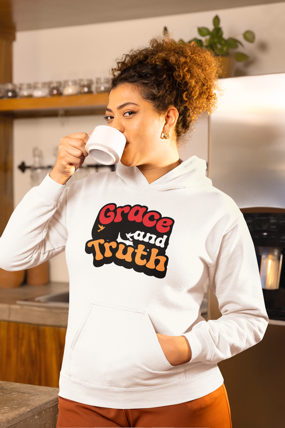 Grace and Truth Retro Unisex Hoodie – Bold Faith-Inspired Design for Everyday Comfort