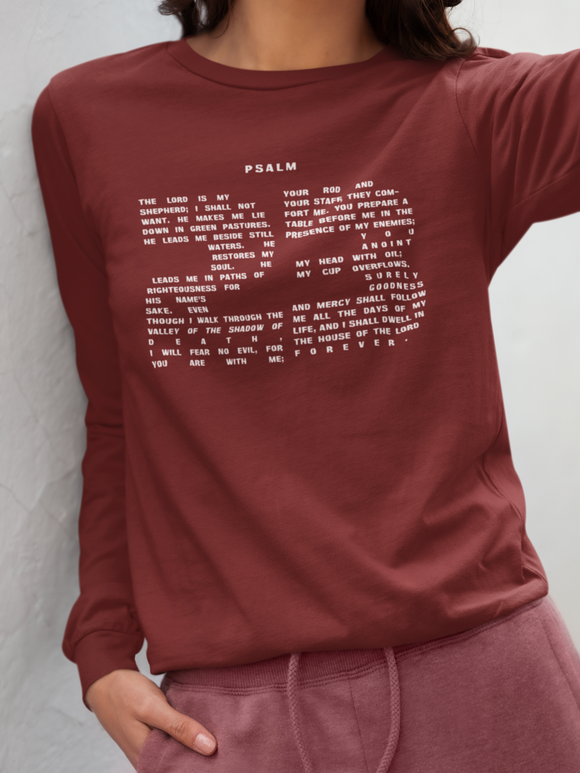 Psalm 23 Long Sleeve Shirt Unisex Christian Faith Scripture Tee