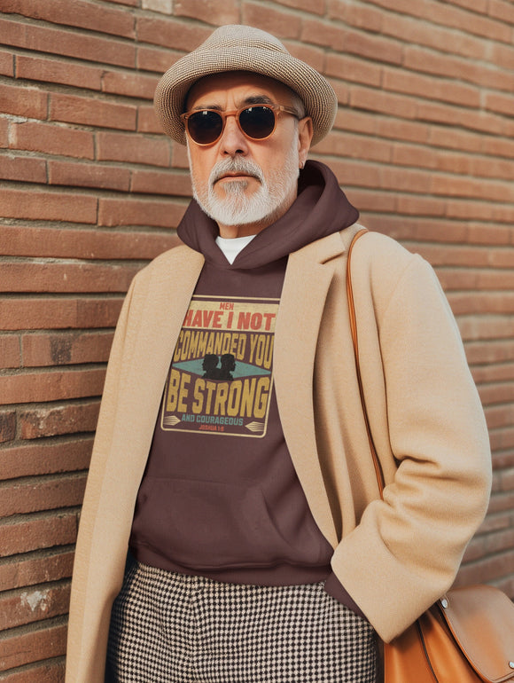 Men’s “Be Strong and Courageous” Hoodie – Joshua 1:9 Christian Faith Apparel