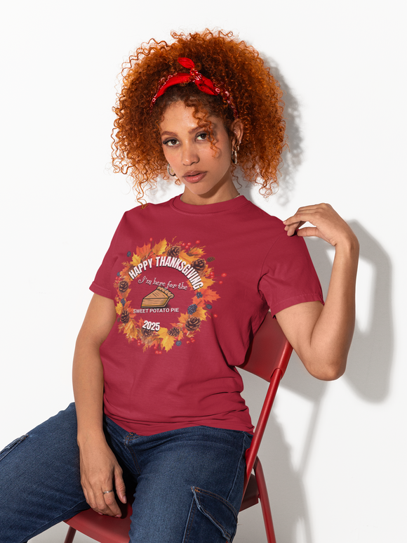 Happy Thanksgiving “I’m Here for the Sweet Potato Pie” Comfort Colors T-Shirt | Fall 2025 Edition