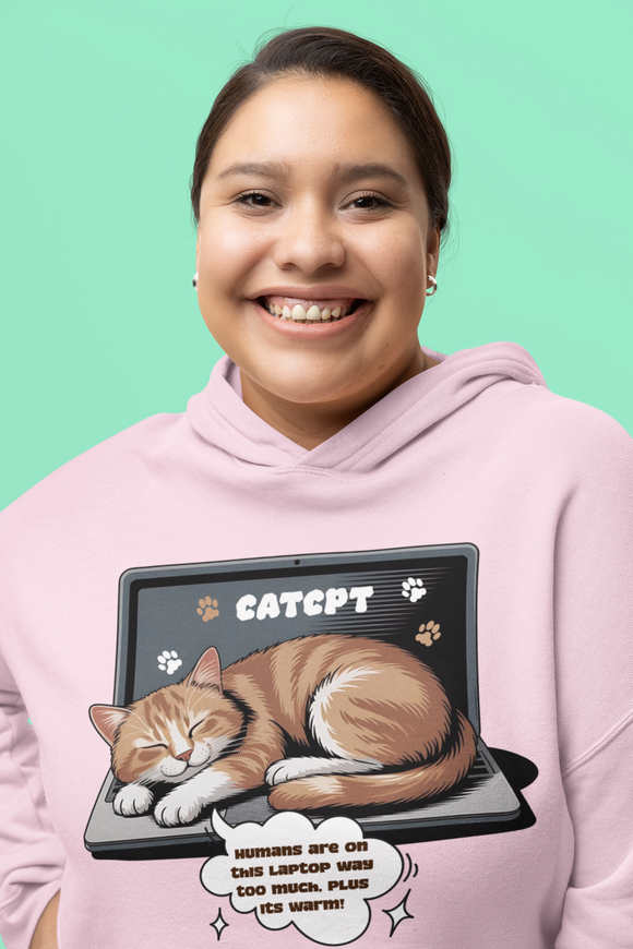 CatCPT Funny Cat Sleeping on Laptop T-Shirt – Cat Psychological Training of Humans Tee