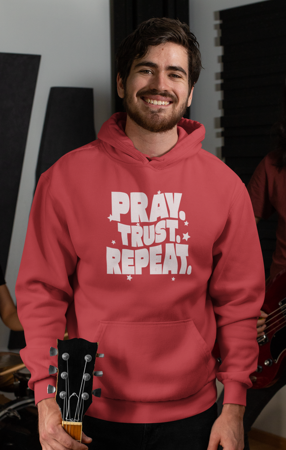 Pray Trust Repeat Hoodie — Faith-Inspired Unisex Religious Pullover
