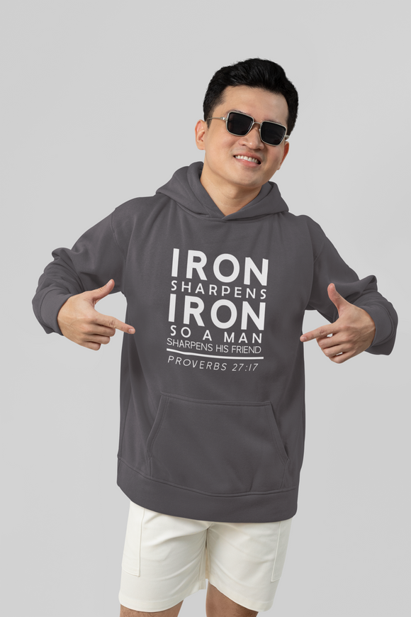 Iron Sharpens Iron Hoodie Men's Bible Verse Gift | Faith Streetwear | Religious Apparel for Him