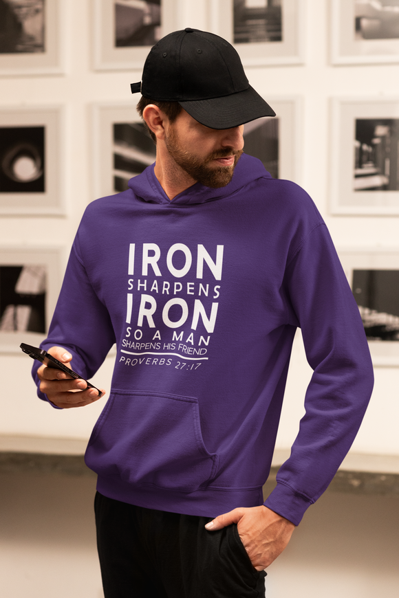 Iron Sharpens Iron Hoodie Men's Bible Verse Gift | Faith Streetwear | Religious Apparel for Him