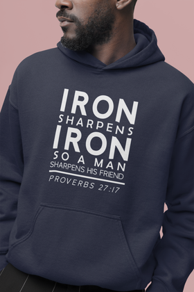 Iron Sharpens Iron Hoodie Men's Bible Verse Gift | Faith Streetwear | Religious Apparel for Him
