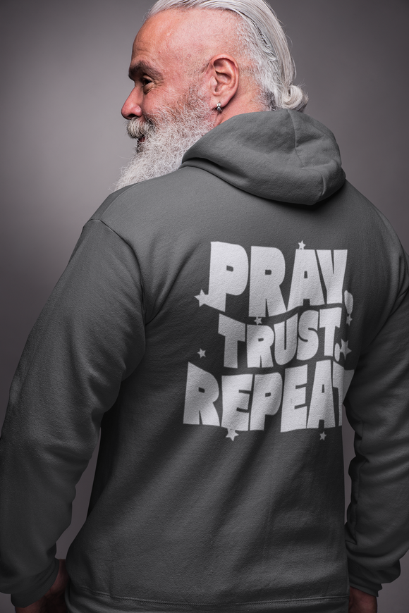 Pray. Trust. Repeat. Unisex Zip Hoodie – Christian Front & Back Print