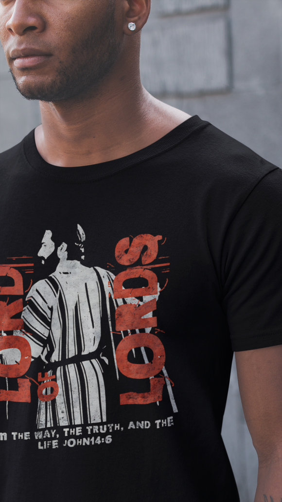 Lord of Lords Jesus Tee — 'I Am the Way, the Truth, and the Life' Christian T‑Shirt Grunge distressed, vintage poster vibe