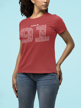 Psalm 91 Text Tee — Scripture Typography Christian T‑Shirt