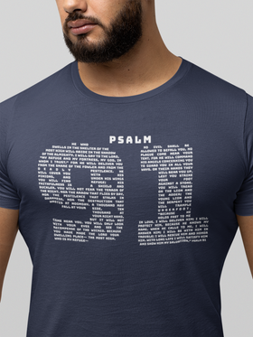 Psalm 91 Text Tee — Scripture Typography Christian T‑Shirt