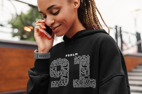 Psalm 91 Hoodie — Comforting Scripture Verse Pullover for Faith & Protection