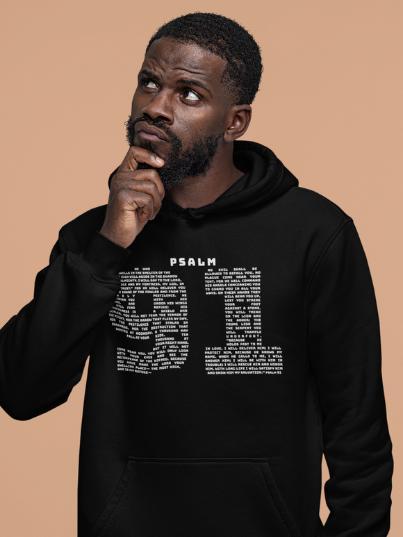 Psalm 91 Hoodie — Comforting Scripture Verse Pullover for Faith & Protection