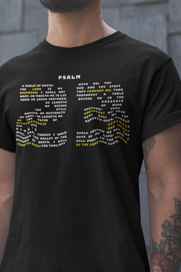 New Psalm 23 Bible Verse T-Shirt – The Lord Is My Shepherd Christian Faith Tee