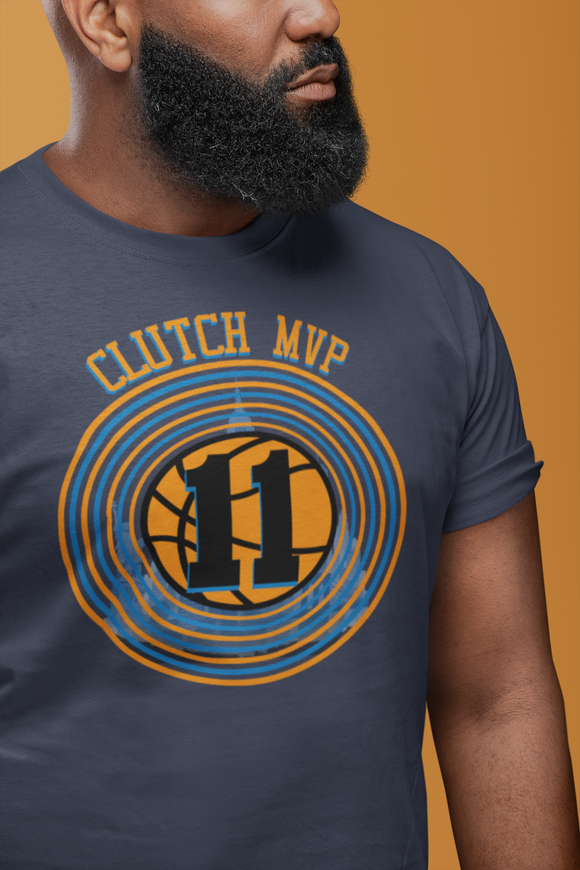 Clutch MVP Basketball Tee – Retro Orange & Blue Hoop Graphic