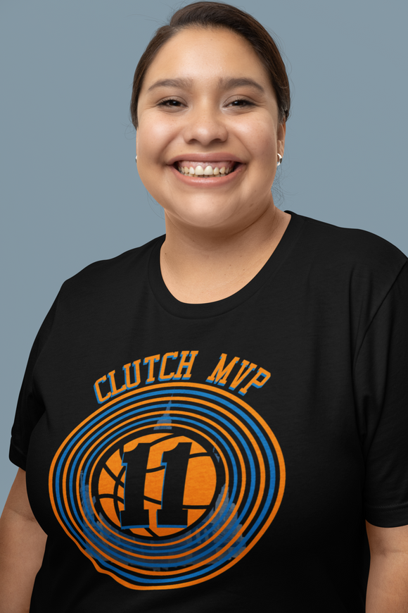 Clutch MVP Basketball Tee – Retro Orange & Blue Hoop Graphic