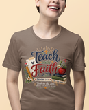 Teach with Faith T-Shirt — Christian Teacher Tee with Proverbs 3:5 Design-2