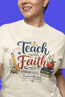 Teach with Faith T-Shirt — Christian Teacher Tee with Proverbs 3:5 Design-1