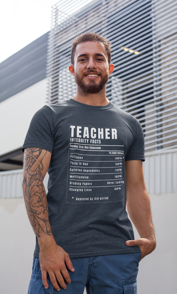 Teacher Nutrition Facts Shirt – Funny Teacher Appreciation Gift Tee – Christian Teacher Back to School Shirt