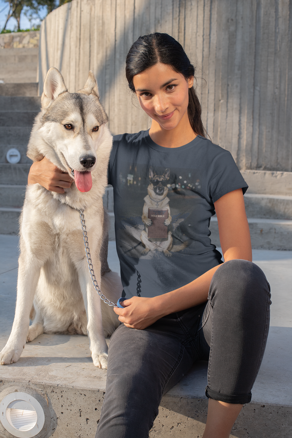 German Shepherd Night Photo Tee - Dog Portrait Graphic T-Shirt - Christian Dog Lover Tee