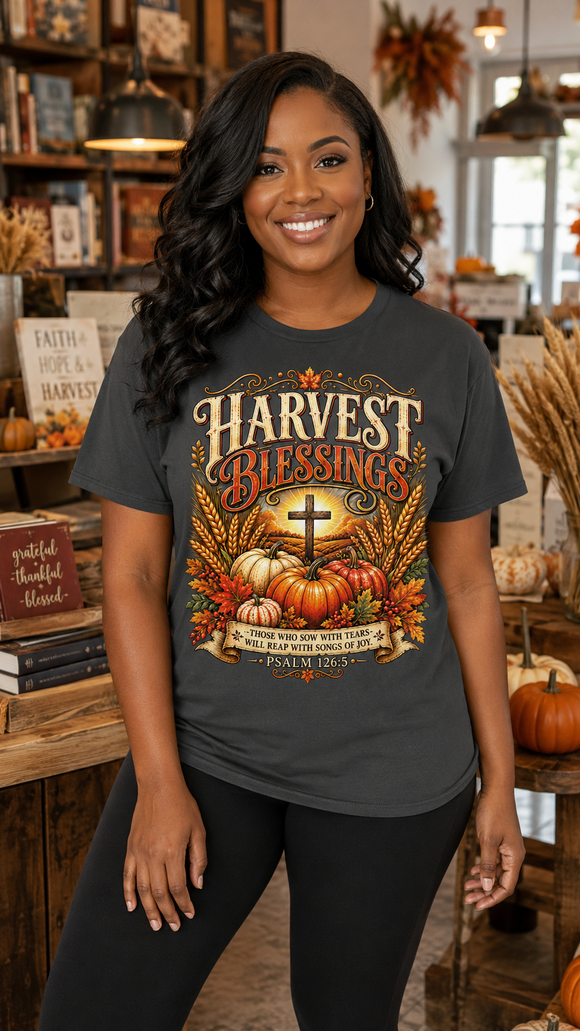 Harvest Blessings Psalm 126:5 Christian Fall T-Shirt Thanksgiving