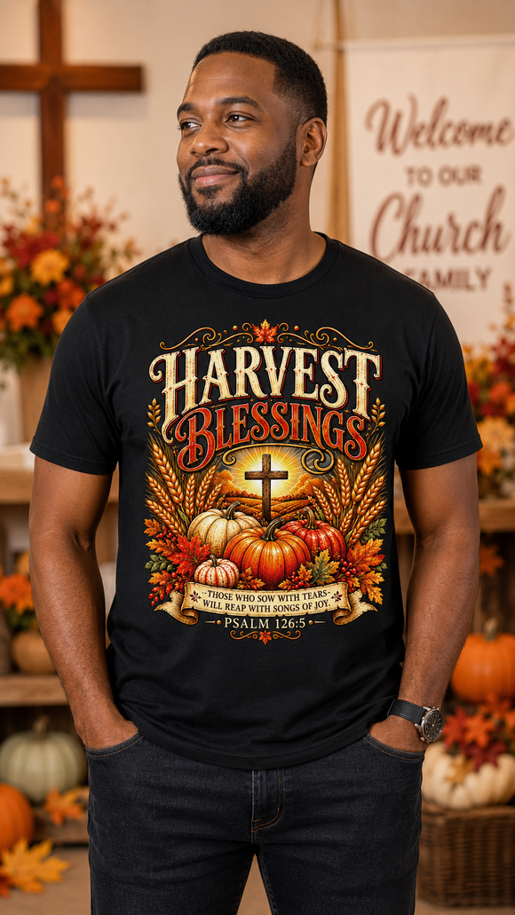 Harvest Blessings Psalm 126:5 Christian Fall T-Shirt Thanksgiving