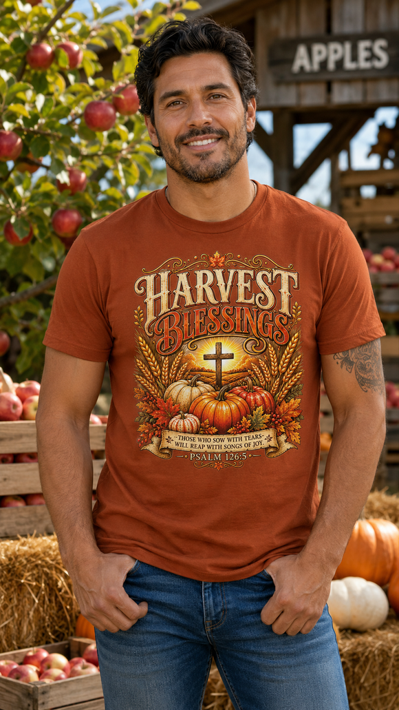 Harvest Blessings Psalm 126:5 Christian Fall T-Shirt Thanksgiving