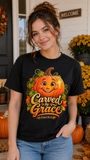 Carved by Grace Ezekiel 36:26 Christian Halloween Cotton T-Shirt-3