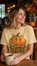 Carved by Grace Ezekiel 36:26 Christian Halloween Cotton T-Shirt-1