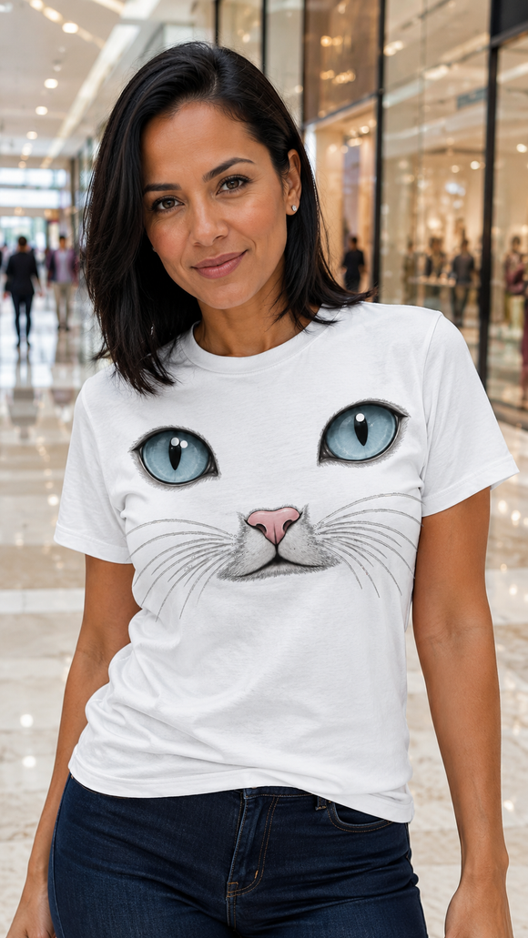 Blue Cat Eyes Face Comfort Colors T-Shirt for Cat Lovers