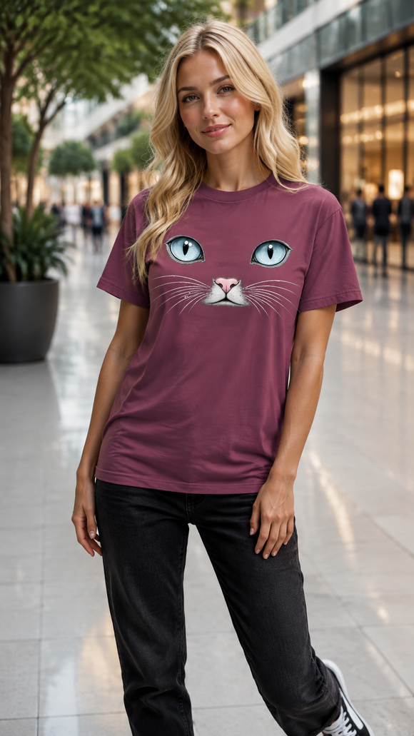Blue Cat Eyes Face Comfort Colors T-Shirt for Cat Lovers