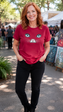 Blue Cat Eyes Face Comfort Colors T-Shirt for Cat Lovers-20