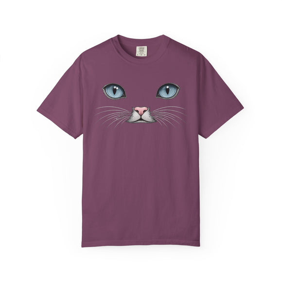 Blue Cat Eyes Face Comfort Colors T-Shirt for Cat Lovers
