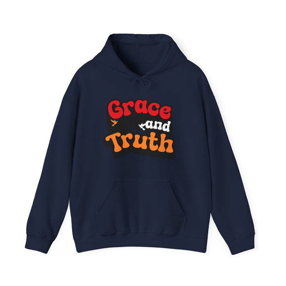 Grace and Truth Retro Unisex Hoodie – Bold Faith-Inspired Design for Everyday Comfort