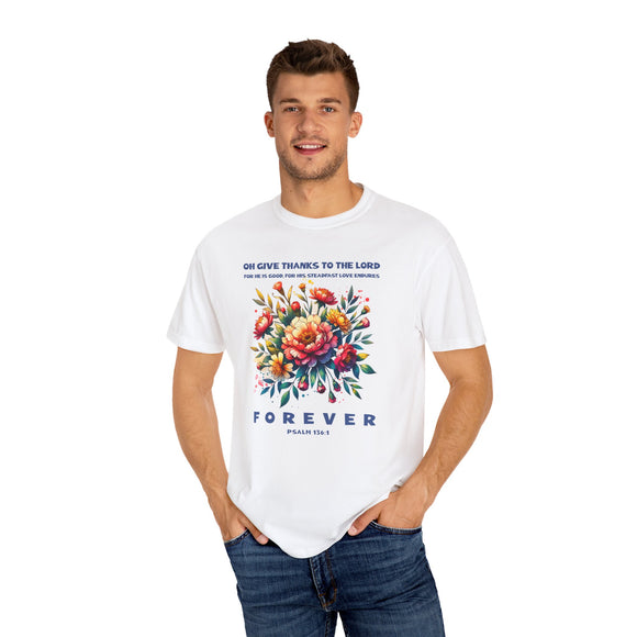 Give Thanks to the Lord Boho Floral Christian T-Shirt