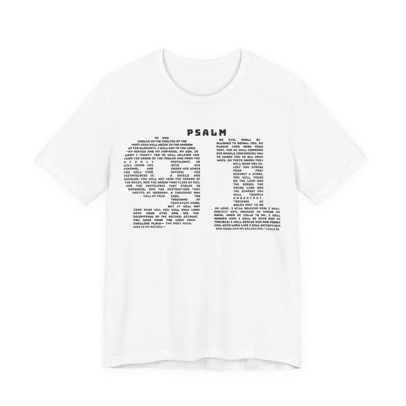 Psalm 91 Text Tee — Scripture Typography Christian T‑Shirt