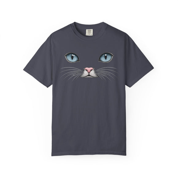 Blue Cat Eyes Face Comfort Colors T-Shirt for Cat Lovers