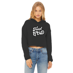 Trust in God Cropped Raw Edge Hoodie for Ladies – Faith-Inspired Streetwear