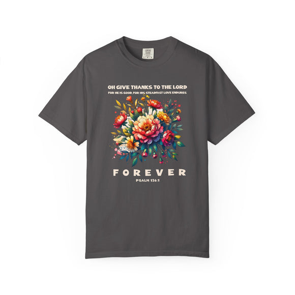 Give Thanks to the Lord Boho Floral Christian T-Shirt