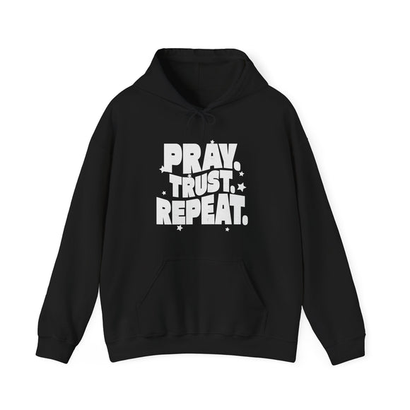 Pray Trust Repeat Hoodie — Faith-Inspired Unisex Religious Pullover