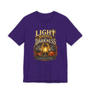 Light Shines in Darkness Tee — Christian Lantern Pumpkin Fall Halloween Shirt-12