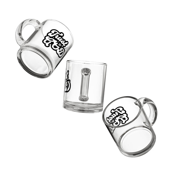 Trust in God Retro Clear Glass Mug – 10oz Transparent Christian Coffee Cup