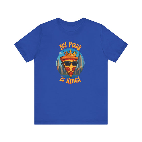 NY Pizza is King Funny NYC Slice T-Shirt – Cool Crowned Pizza with Sunglasses Skyline, New York