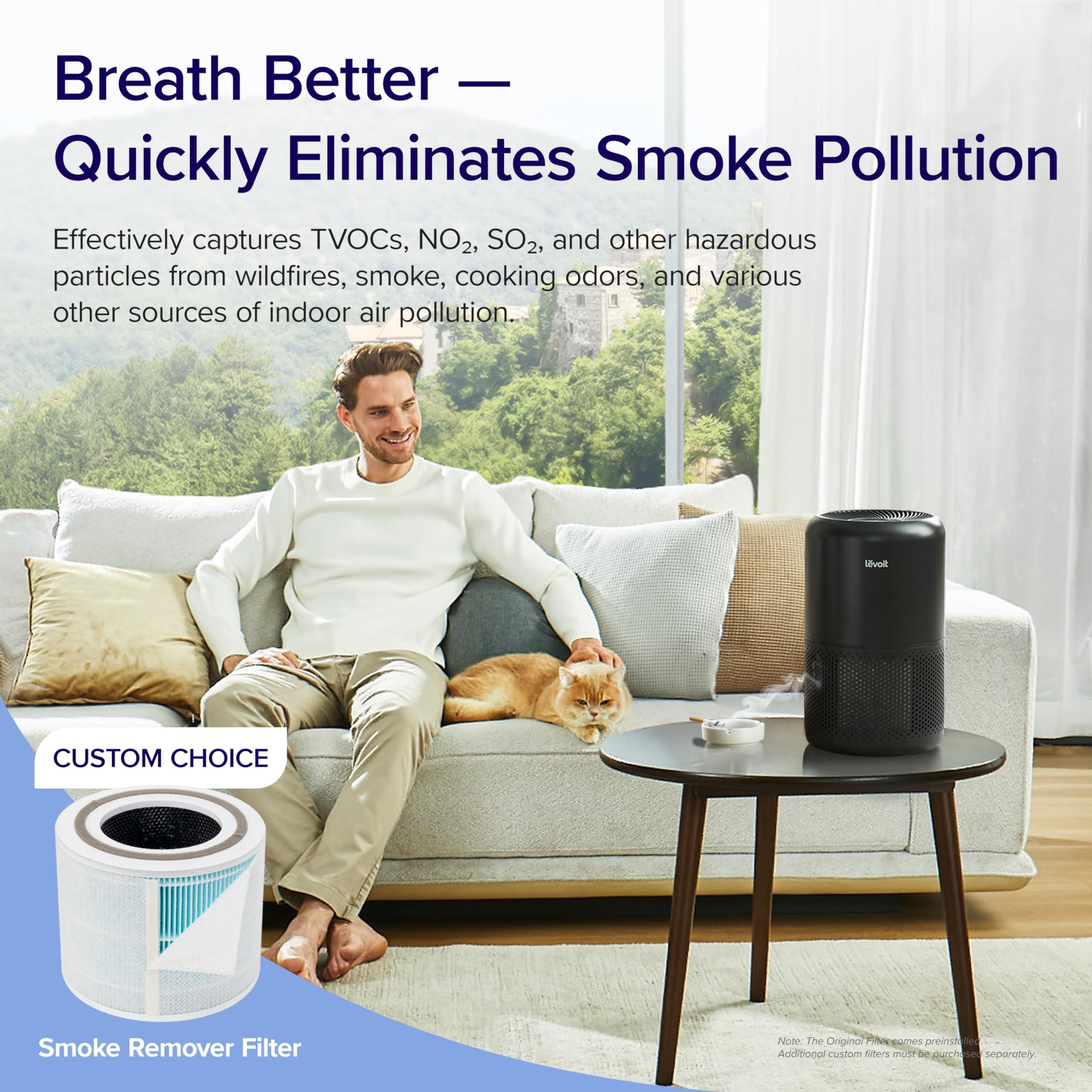 LEVOIT Core300-P Air Purifier – 3-in-1 Filter for Home Allergies & Pets (1095 Sq. Ft. Coverage, Black)