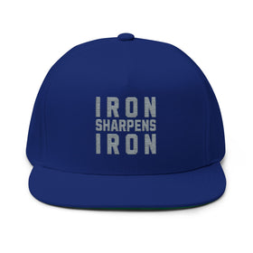 Iron Sharpens Iron Embroidered Flat Bill Cap | Faith Snapback Hat - 0