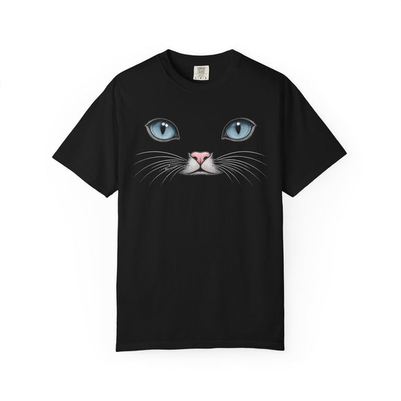 Blue Cat Eyes Face Comfort Colors T-Shirt for Cat Lovers