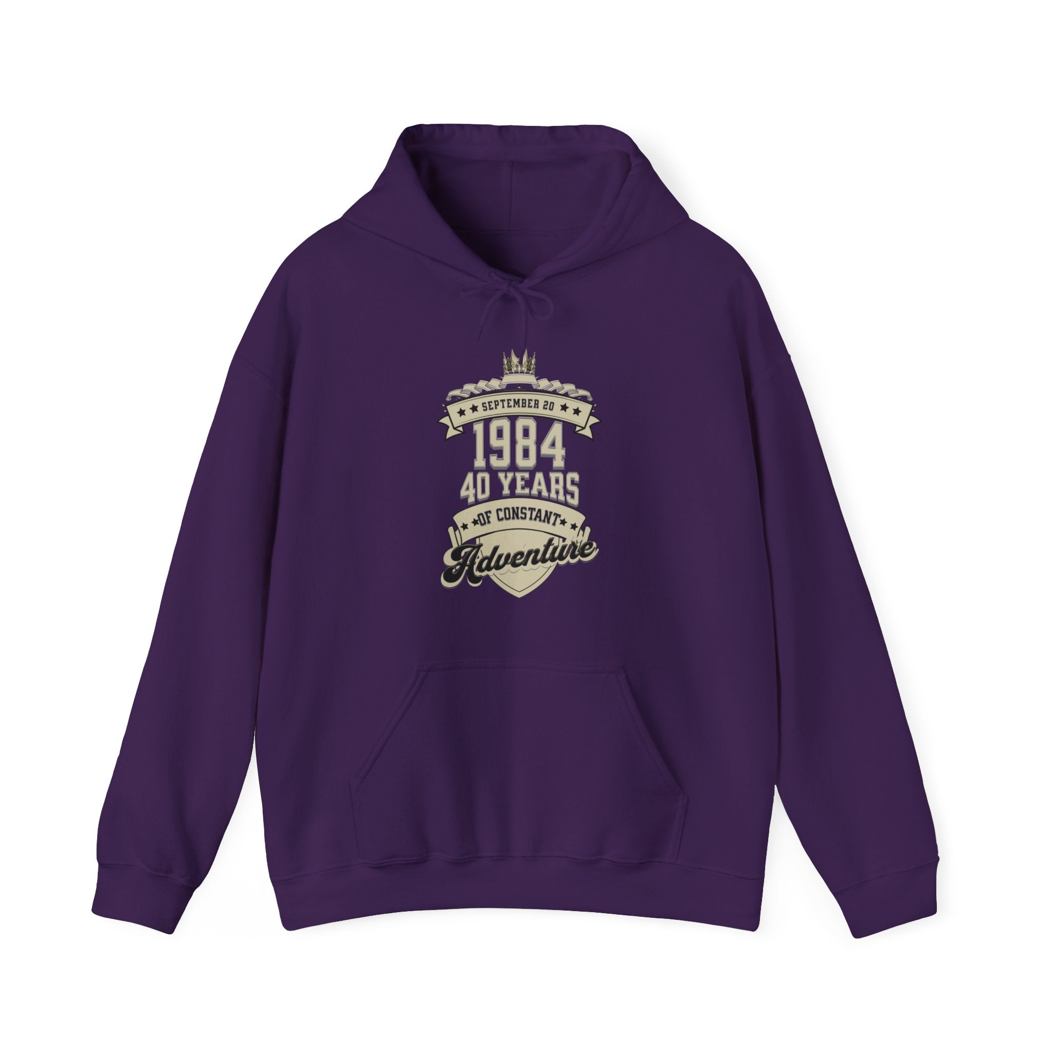 Buy purple Customizable Birthday Hoodie - Personalized Banner Design with Month, Date, Year, and Description