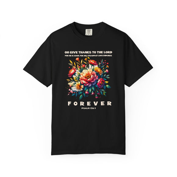 Give Thanks to the Lord Boho Floral Christian T-Shirt