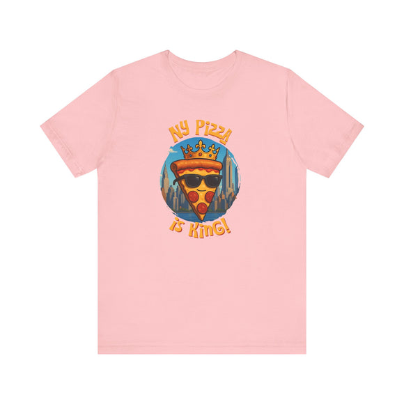 NY Pizza is King Funny NYC Slice T-Shirt – Cool Crowned Pizza with Sunglasses Skyline, New York