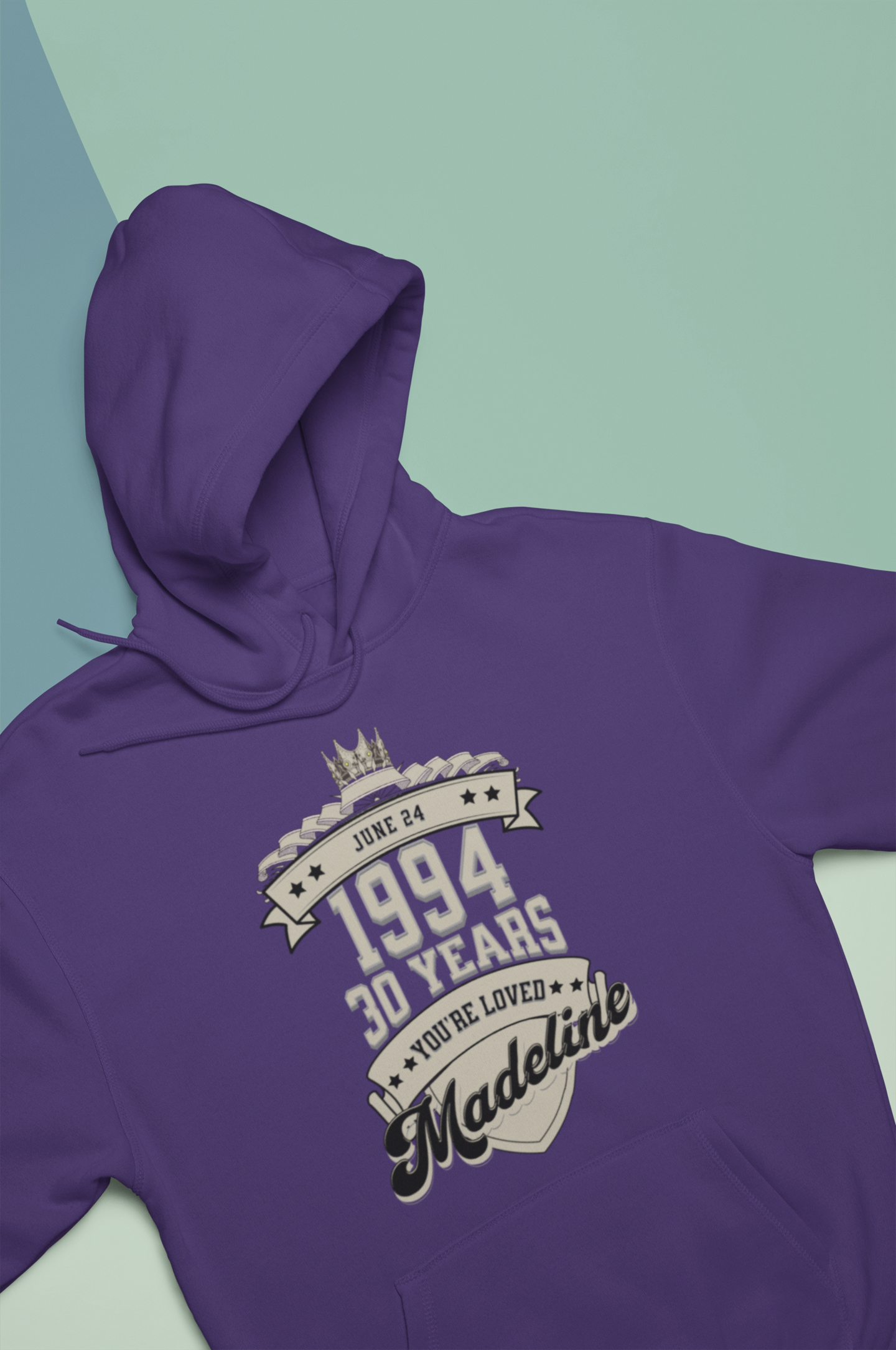 Customizable Birthday Hoodie - Personalized Banner Design with Month, Date, Year, and Description