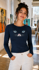 Cat Eyes Women’s Slim Raglan Long Sleeve T-Shirt-2